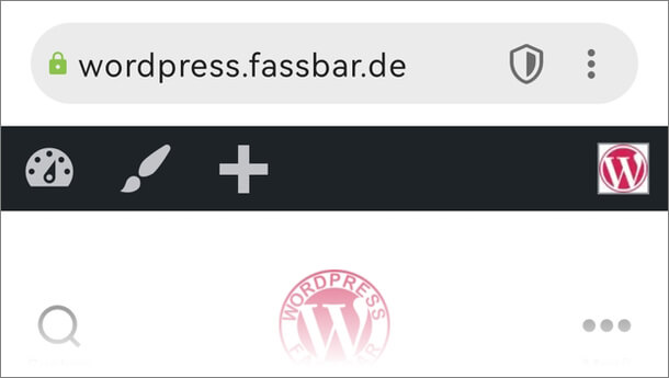 WordPress-Adminbar im OperaMini-Browser auf einem Android-Smartphone